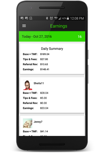 See all your daily trip and referral earnings