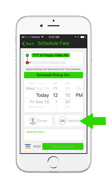 set pickup date and time