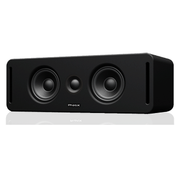 Phasx - Essential active center channel speaker - front view, black