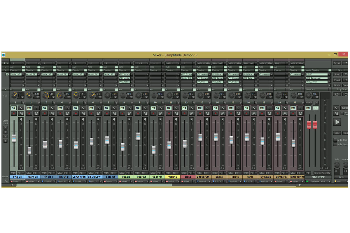 samplitude pro x2 mixer view