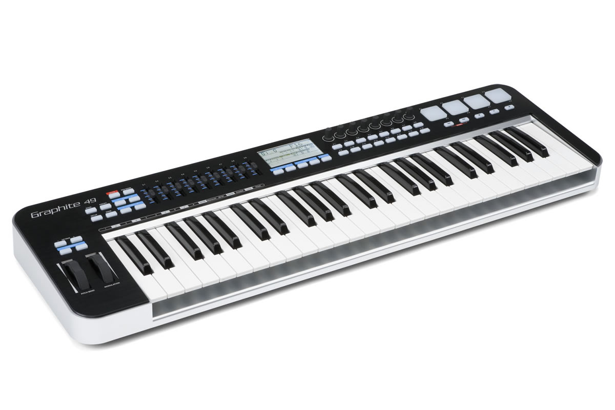 Samson Graphite 49 semi-weighted key MIDI Controller - perspective view