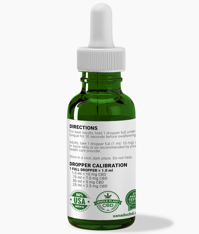 Xanadu 300mg full spectrum CO2 extract CBD oil - directions