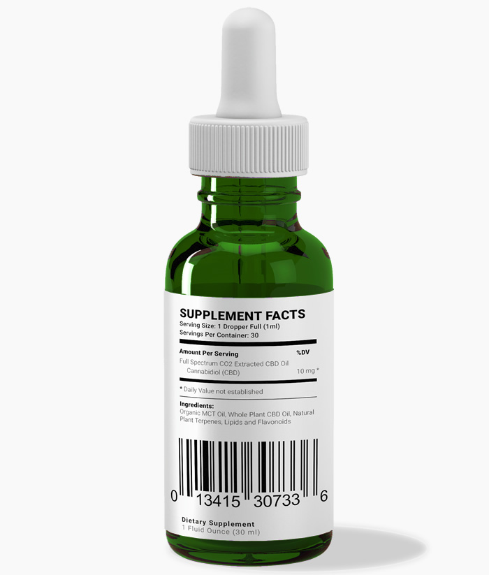 Xanadu 300mg full spectrum CO2 extract CBD oil - supplement facts