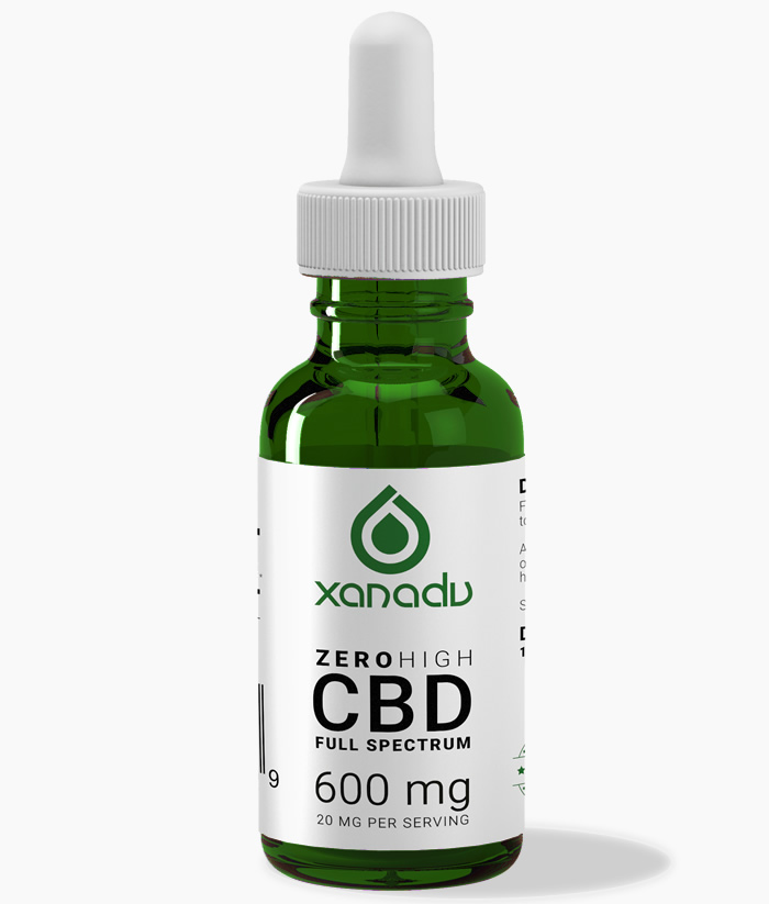 Xanadu 600mg full spectrum CO2 extract CBD oil - front label
