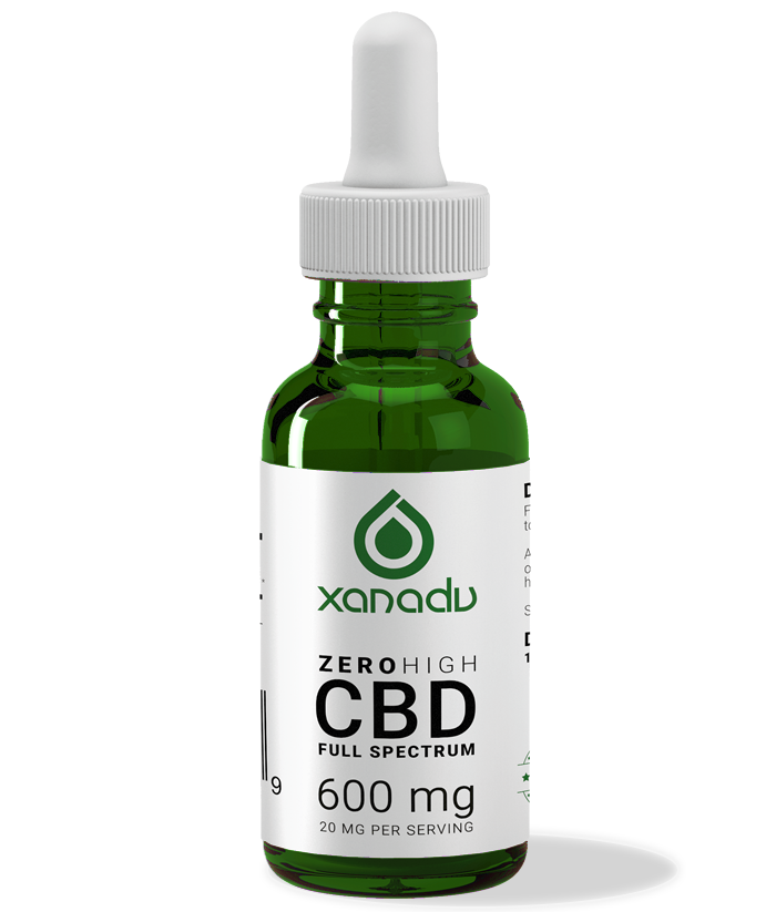 Xanadu 600mg full spectrum CBD oil - front label
